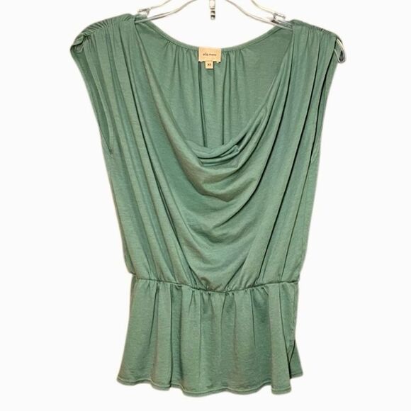 Ella Moss Draped Knit Top in Muted Green Women’s XS - Picture 1 of 5